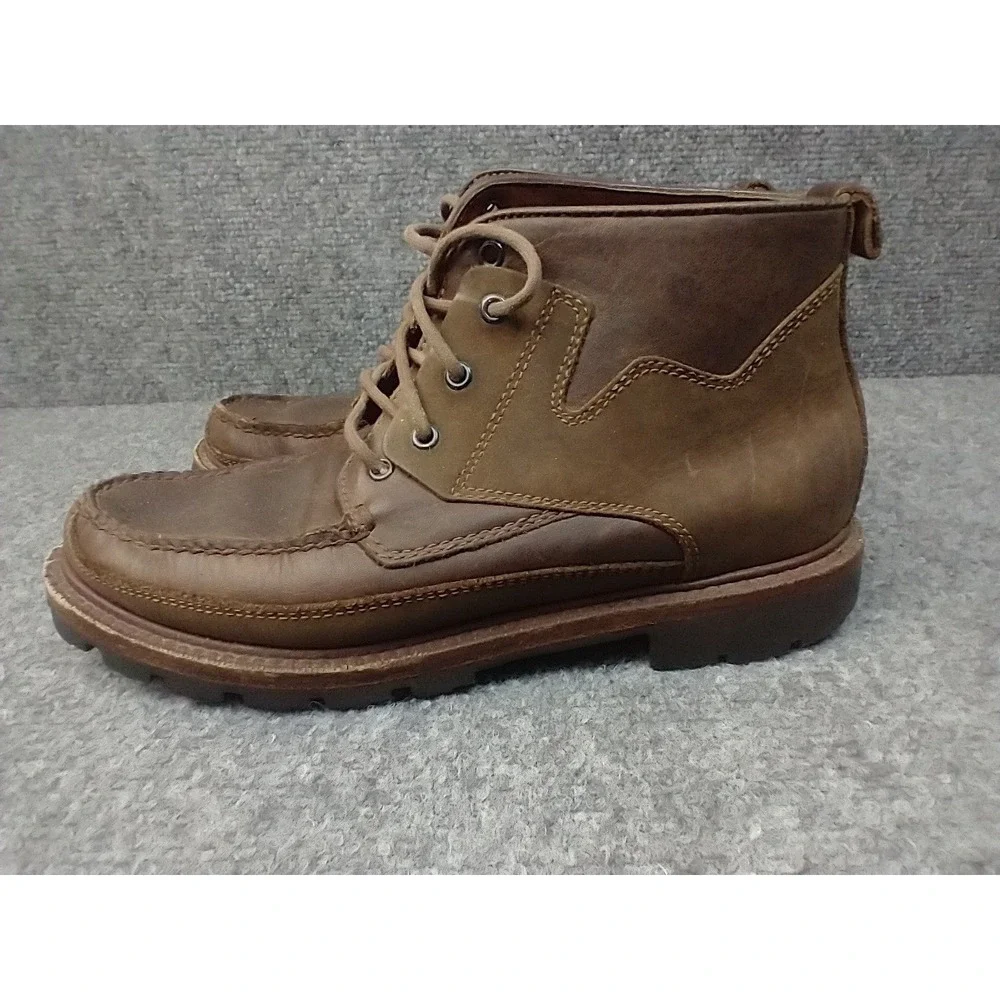 Cole Haan Womens 7N Brown Leather Moc Toe Lace Up‎ Ankle Lug Sole Boots F4437